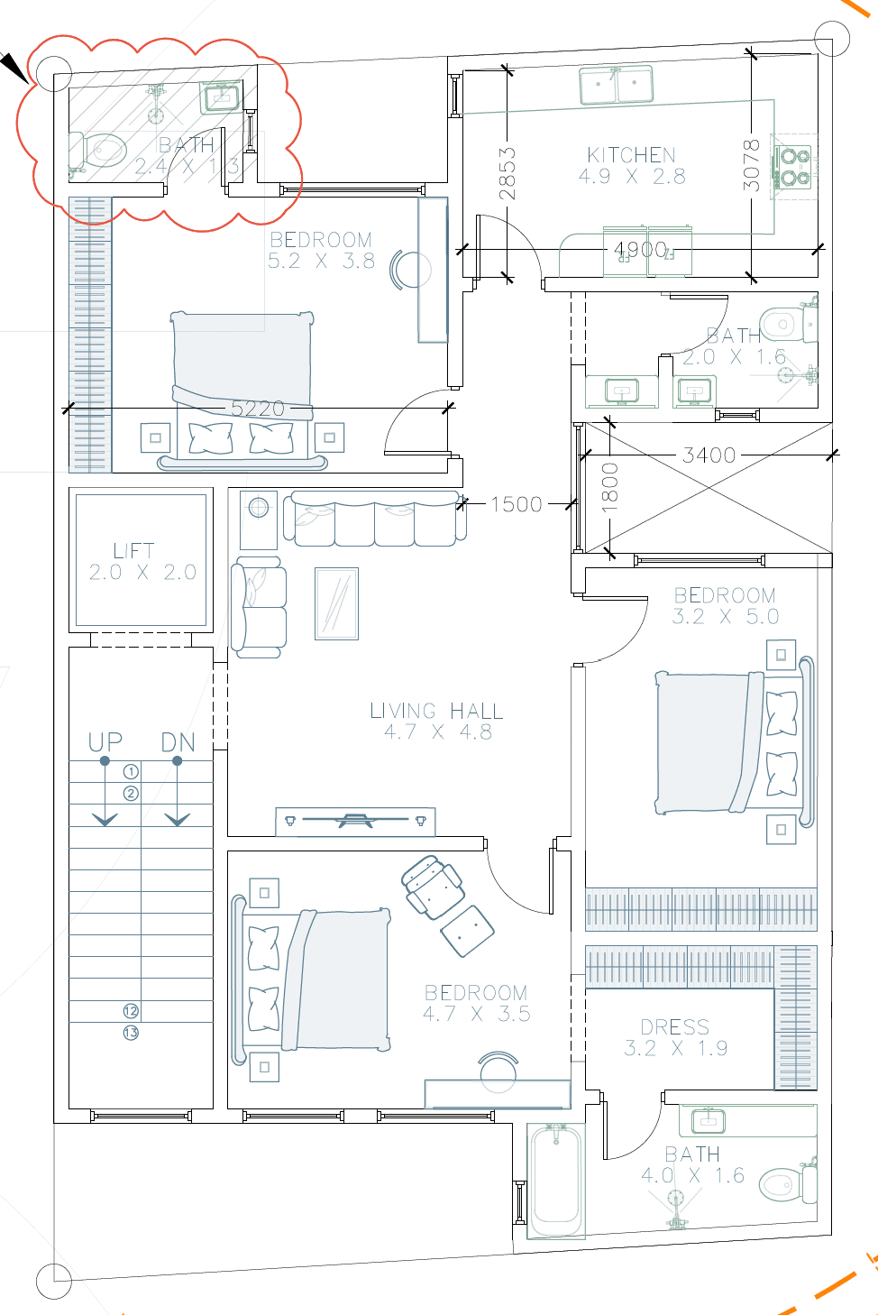 The floor plan it started from